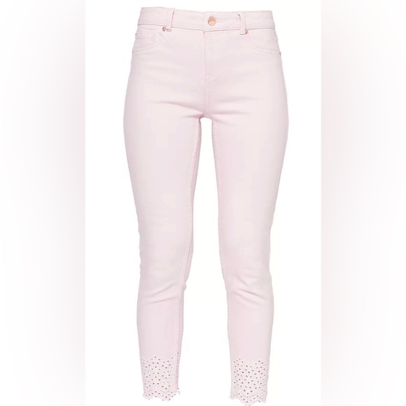 Ted Baker Massiee crop Embroidered Jeans, Baby Pink - Picture 2 of 12